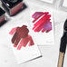 Wearingeul Instant Film Colour Swatch (50 sheets) displayed with ink samples, highlighting its fountain pen friendly paper for capturing ink characteristics.