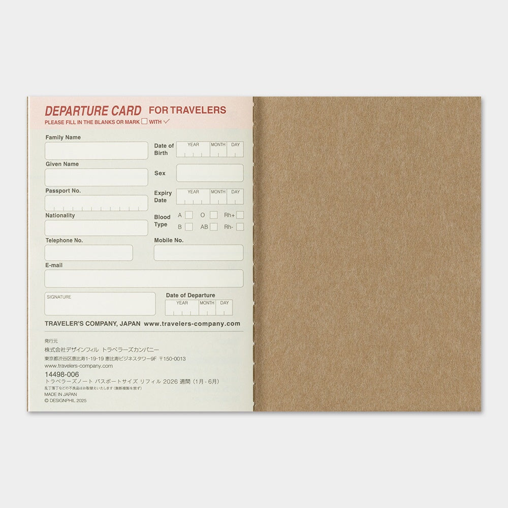 Traveler's Company 2026 Diary Weekly (Passport) Planners