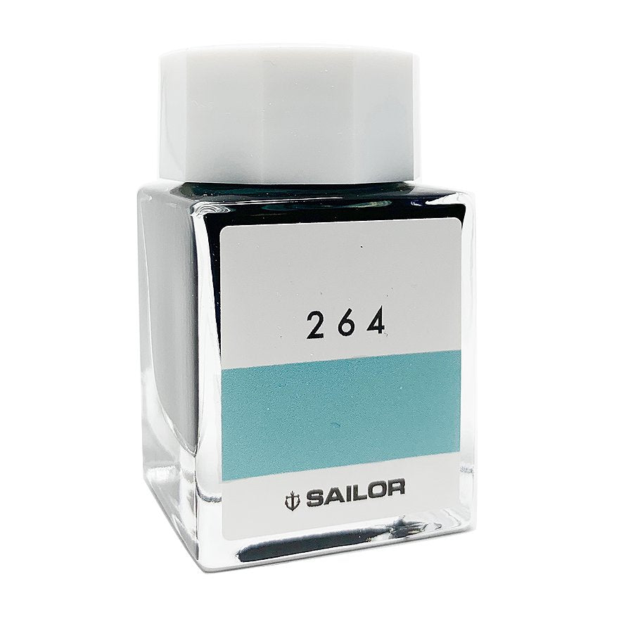 Sailor Ink Studio #264 - 20ml in a square glass bottle, featuring a label with 264 and SAILOR, and a teal band indicating its color.