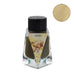 PenBBS No.440 Ginger fountain pen ink in a faceted 30ml glass bottle with black cap, displaying a ginger root label and warm golden-beige ink swatch.