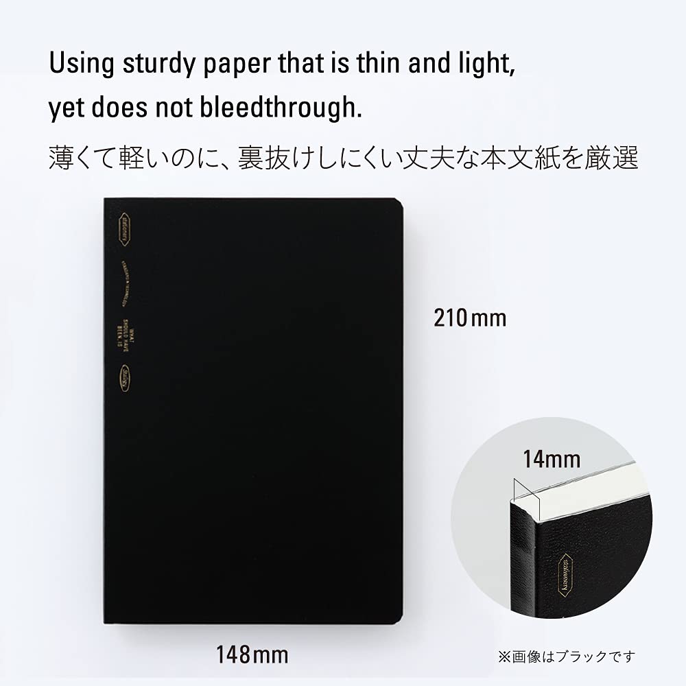 Stalogy 018 Editor’s Series 365 Days Dotgrid Notebook (A5, Black) with 368 pages, slim design, fountain pen friendly paper, and faint dot grid layout.