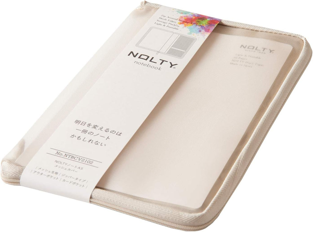 Nolty Notebook Zip-Up Mesh Cover - Beige (A5) Book Covers