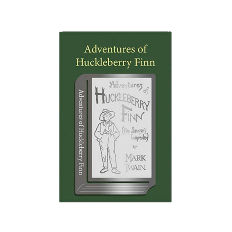 Wearingeul Edge Metal Bookmark World Classic Series featuring Adventures of Huckleberry Finn cover design, nickel-plated stainless steel, inspired by Twain's classic novel's original styling.