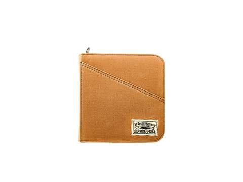 Esterbrook 20-Pen Canvas Case (Tan) with diagonal seam and R. Esterbrook & Co. Steel Pens patch, designed for organizing and protecting fountain pens.