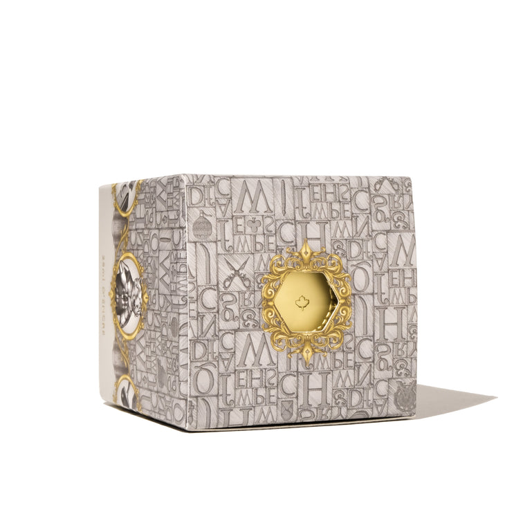 Ferris Wheel Press Pressman Grey Calligraphy Ink - 28ml cube box with gold frame, showcasing high-end packaging for luxury writing experiences.