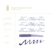 Ferris Wheel Press Ink Charger Set - The Southern Charm Collection featuring Bayou Berry Mist fountain pen ink with fine and medium nib samples, glass pen, and swatches.