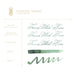 Ferris Wheel Press Ink Charger Set - The Southern Charm Collection features Dancing Thyme fountain pen ink, shown with fine, medium, glass dip pens, and swatches.