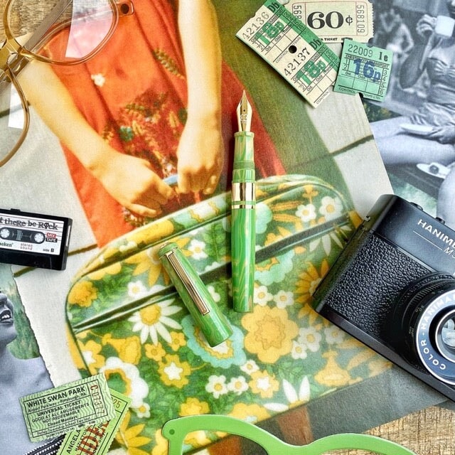 Esterbrook Model J - Lotus Green Ebonite / Gold - Journaling (Gena Custom) Fountain Pen