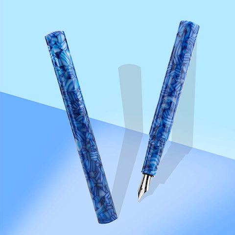 Moonman N6 Glass Pen and Nib Set (Deep Blue) features a marbled resin barrel and stainless-steel nib, ideal for fountain pen enthusiasts.