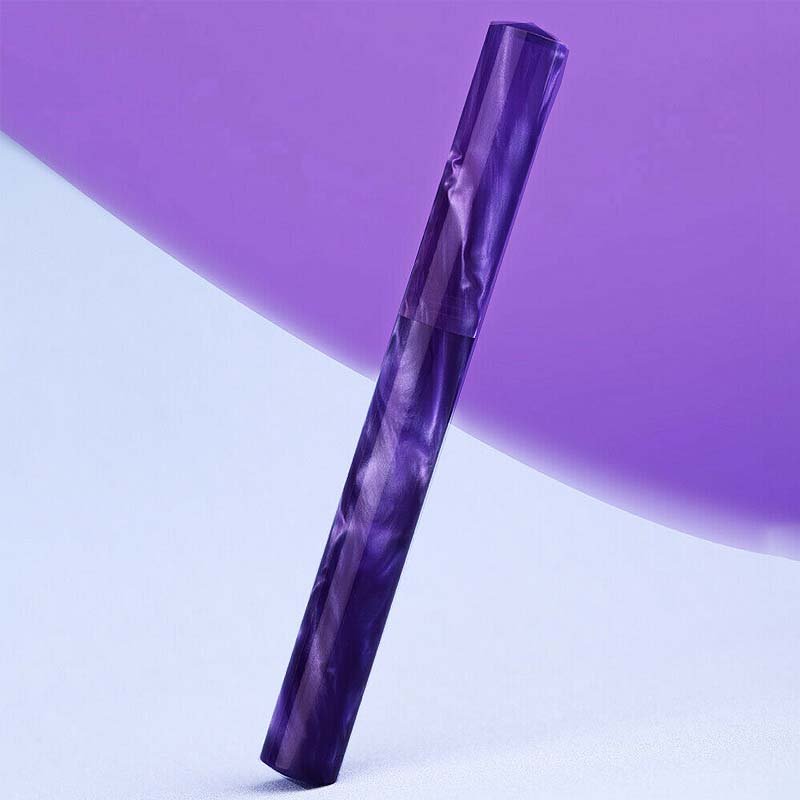 Moonman N6 Glass Pen and Nib Set in purple, featuring a resin body with a swirl pattern, convertible to a fountain pen with included EF nib and converter.