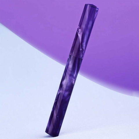 Moonman N6 Glass Pen and Nib Set in purple, featuring a resin body with a swirl pattern, convertible to a fountain pen with included EF nib and converter.