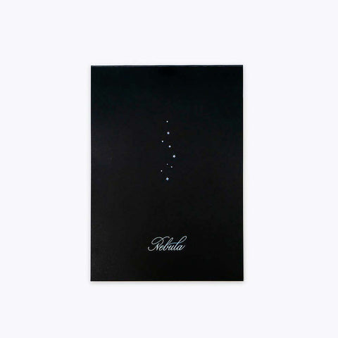 Colorverse Nebula Smooth Notepad - Dotgrid (77gsm), featuring a constellation-like design and elegant script, offers 100 sheets of fountain pen friendly paper.
