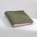 Taschenbegleiter SO_23 by Roterfaden, a leather-covered notebook with olive exterior, pink suede lining, and versatile clips; perfect for organizing papers.