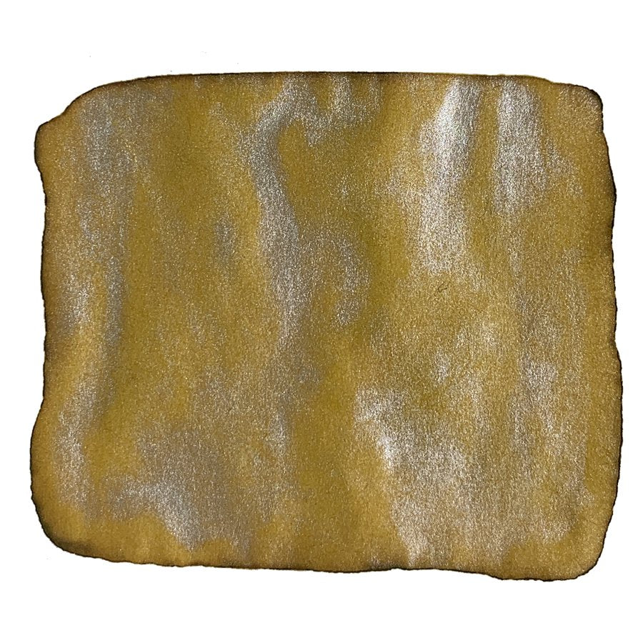 Aussie Liquid Gold (Shake 'N' Shimmy) - 50ml ink swatch showcasing a gold-metallic surface with silvery highlights, reflecting its vibrant, lustrous finish.