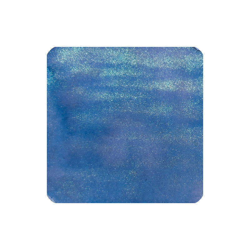 Blue Revelry (Limited Edition 2025) - 38ml shimmering blue-green fountain pen ink swatch, showcasing the ink's pearlescent finish by Ferris Wheel Press.