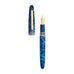 Esterbrook Estie Blue Moon fountain pen, gold trim, fine nib. Features blue marbled resin, gold-plated nib, and vintage-inspired design. Includes converter and ink cartridge.