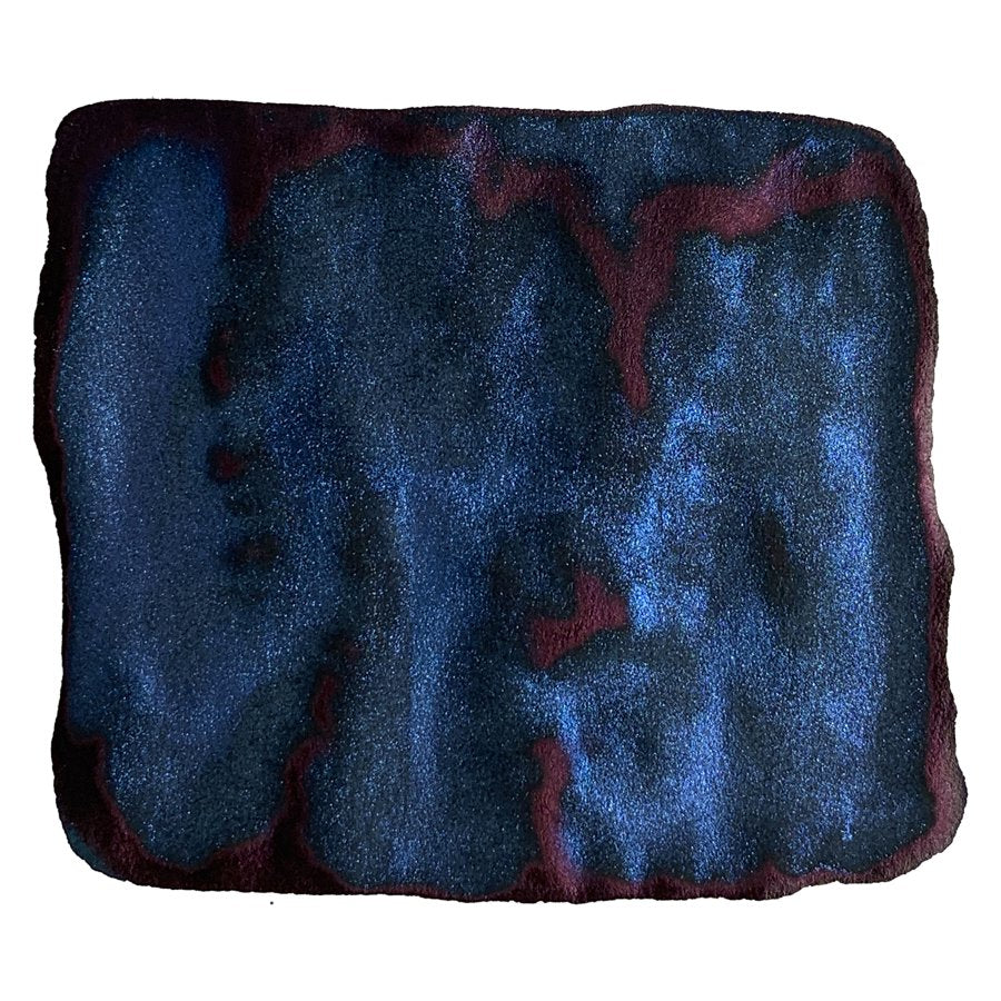 Blue Velvet Storm (Shake 'N' Shimmy) - 50ml ink swatch; dark blue-black with metallic blue shimmer and deep red-burgundy sheen, ideal for fountain pens.