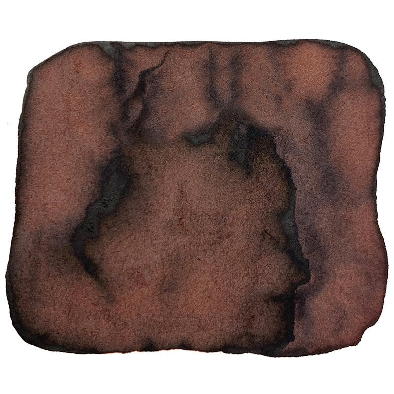 Taccia Cha - 40ml ink depicted as an abstract, irregular brown wash on paper, resembling a burnt-umber watercolor, reflecting its tea brown shade.