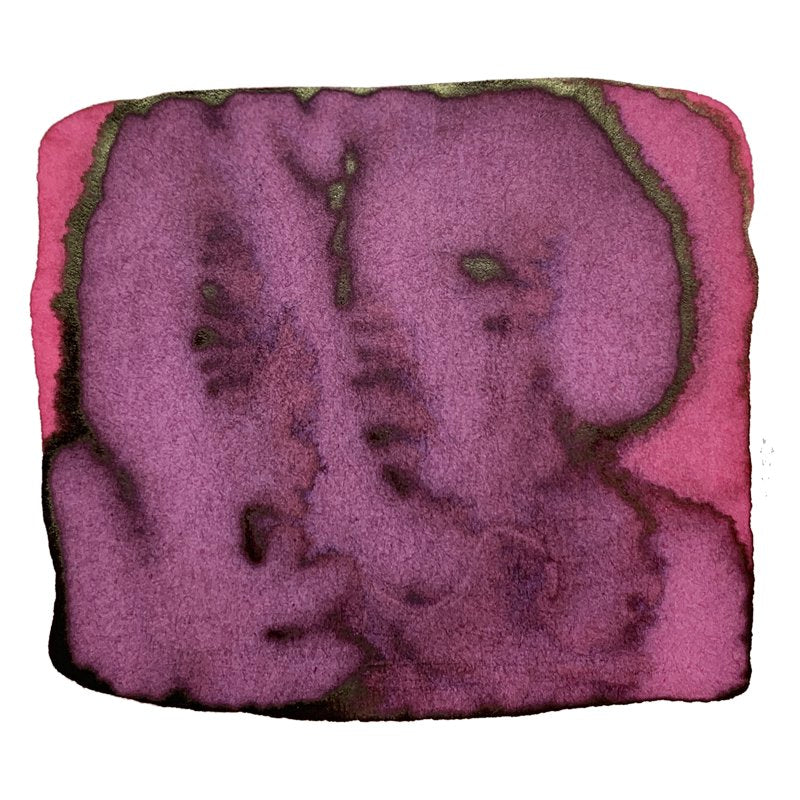 Cherry Blossom of Keage - 2ml ink sample, featuring an abstract deep pink-purple watercolor wash with darker edges, reflecting cherry blossom hues.