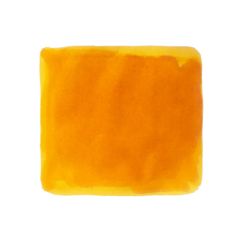 Kuretake Art Nouveau Chrome Yellow fountain pen ink, 20ml, shown as a vibrant yellow-orange square swatch, capturing the essence of early 19th-century color lithography.