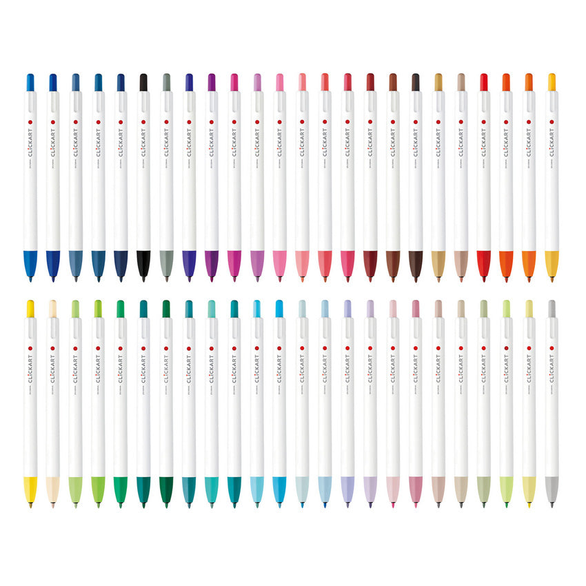 Zebra CLiCKART Retractable Marker - Light Khaki, a capless felt tip pen with 0.6mm nib, ideal for journaling and creative projects, shown in a colorful assortment.