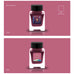 Contact Super Tono (Shimmer) - 2ml ink sample in a square glass bottle with a space-themed label and anniversary logo, showcasing Tono & Lims' vibrant, shimmering wine-pink ink.