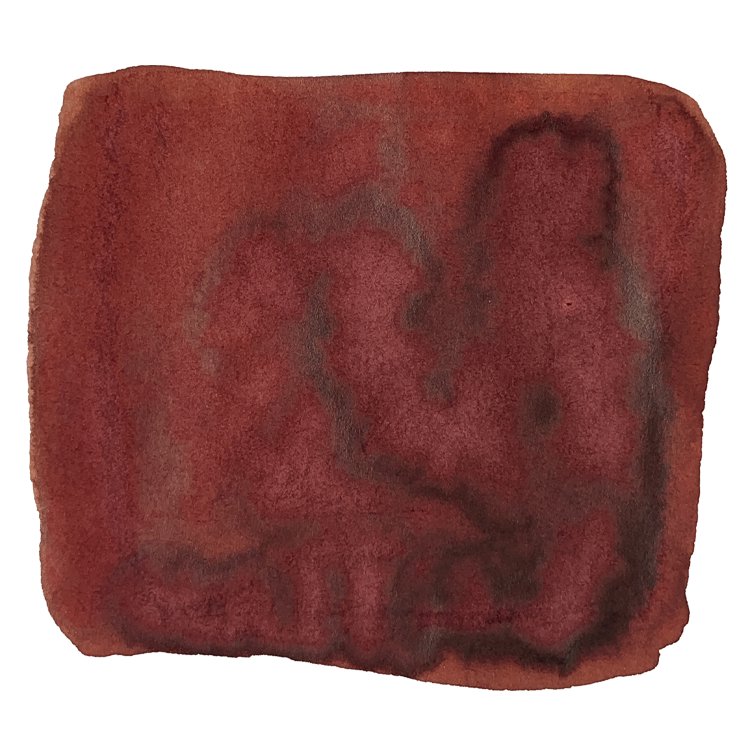 Abstract red watercolor swatch with maroon veins, representing Krishna Inks' Dark Chocolate - 2ml, part of the Super Rich series, handcrafted in Kerala.