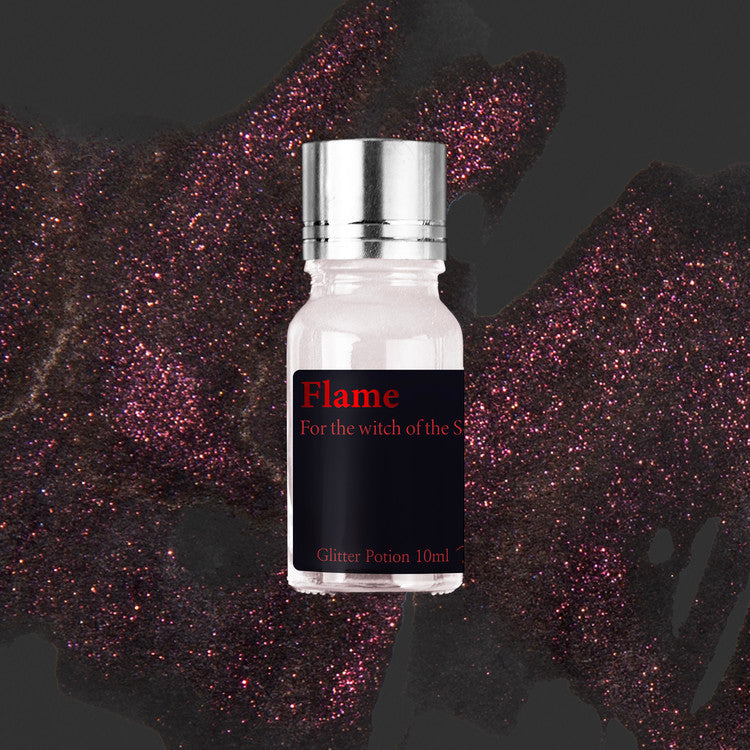 Flame (Wizard of Oz) Glitter Potion - 10ml vial of red shimmer add-on by Wearingeul, ideal for enhancing fountain pen inks with a sparkling effect.