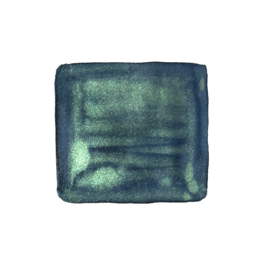 Journalize Deepspace Aurora (Shimmer) fountain pen ink in 30ml, featuring a metallic teal-blue hue with pearlescent sheen, part of the 'Starry Night' collection.