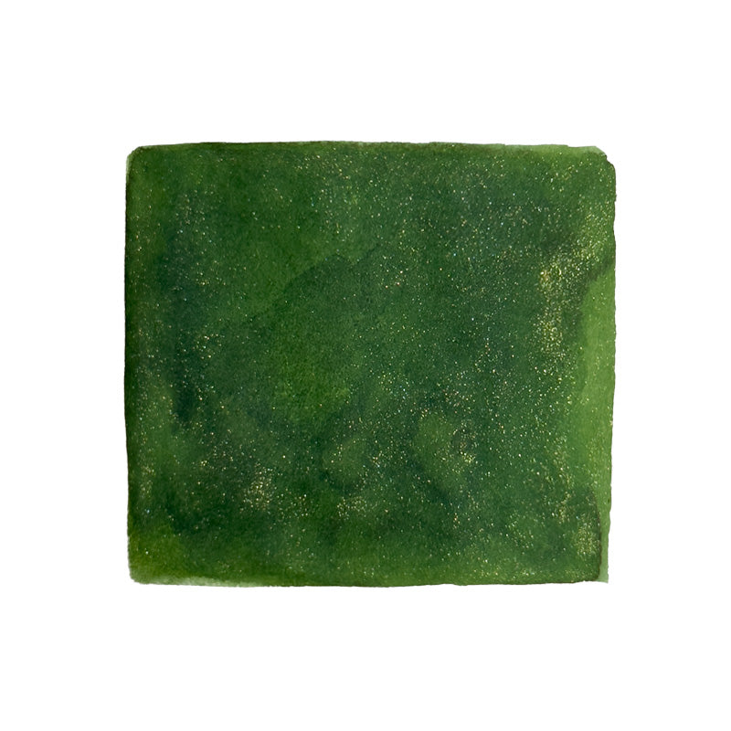 Ferris Wheel Press The Beauty and the Beast - Emerald Gardens (Shimmer) fountain pen ink, 85ml, in a close-up of a green scouring pad-like texture.