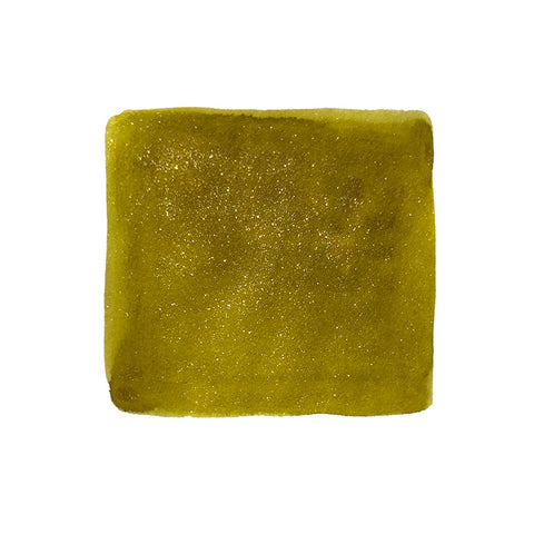 Festival Grove (Shimmer) - 38ml: A yellow-olive, glitter-infused square swatch, resembling fabric or foam, showcasing a dazzling, slightly fuzzy surface.