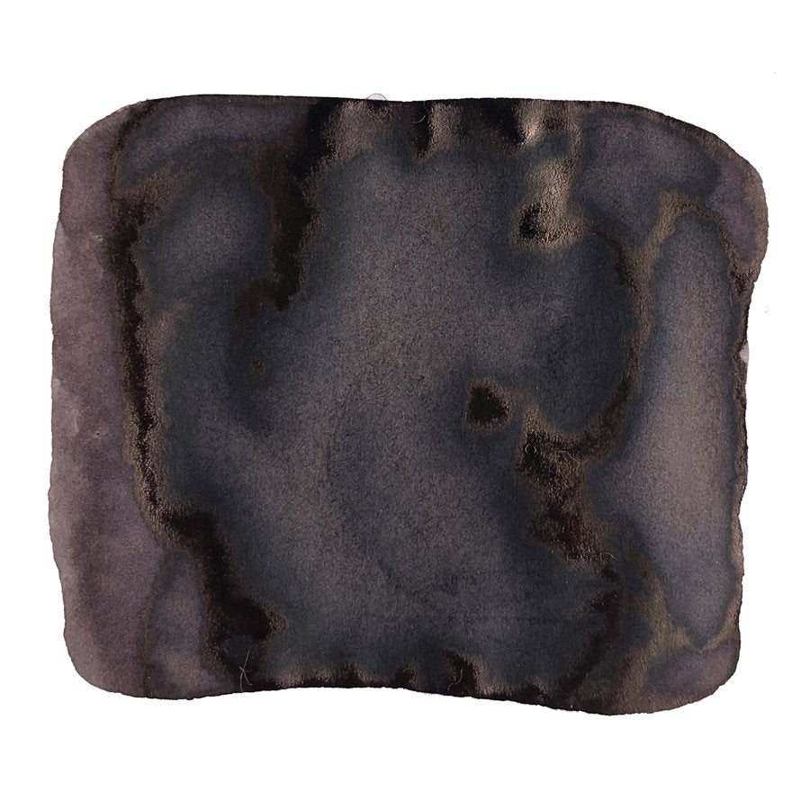 Gogung - 2ml: A dark, abstract ink wash with soft, uneven edges on a white background, representing Seoul's colors in 3Oysters' I.COLOR.U series.