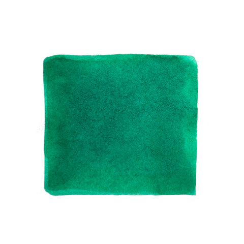 KWZ Ink Grass Green fountain pen ink, 60ml bottle, featuring a hand-painted swatch with varied green tones on a white background, showcasing unique dye-based color.