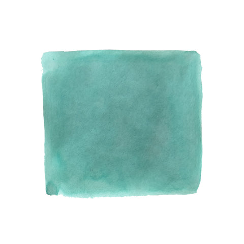 Colorverse Project Ink No.057 Gyeongnyeolbi-yeoldo, 15ml fountain pen ink, shown as a teal-green watercolor swatch with soft, uneven edges and varied pigment density.