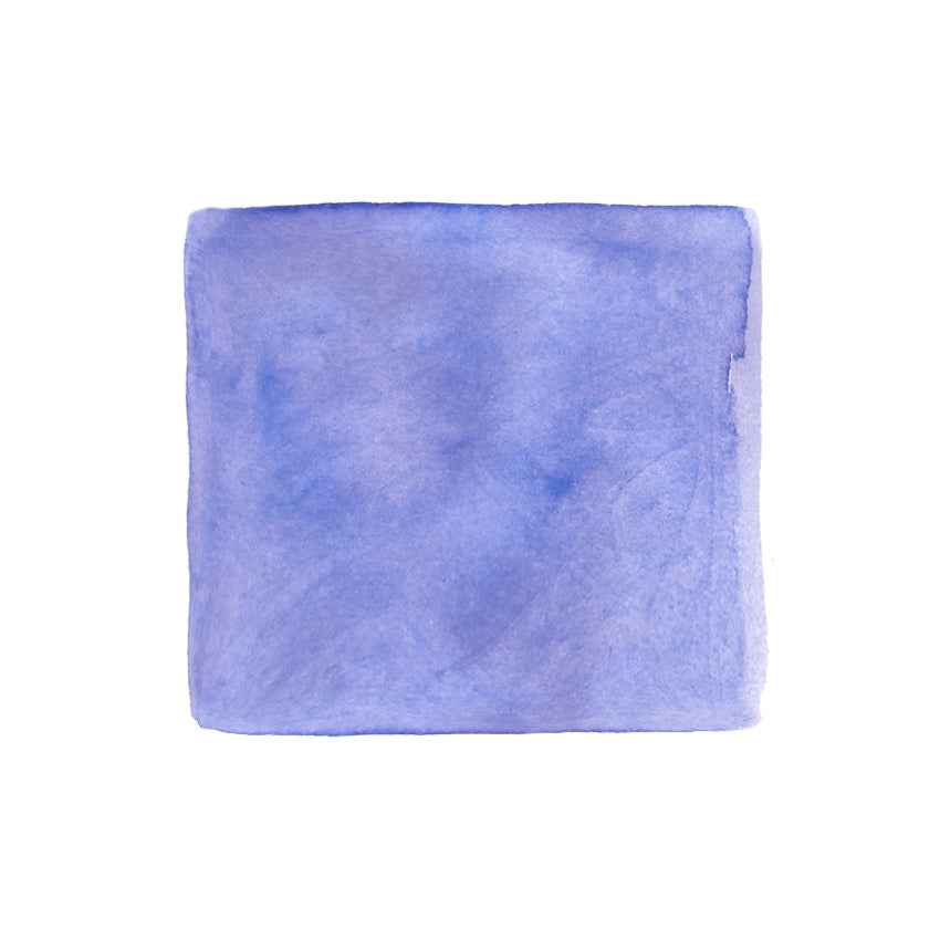 Tono & Lims Hakumei fountain pen ink in a soft blue-purple shade, shown in a watercolor swatch, 30ml bottle from the Friendship series.