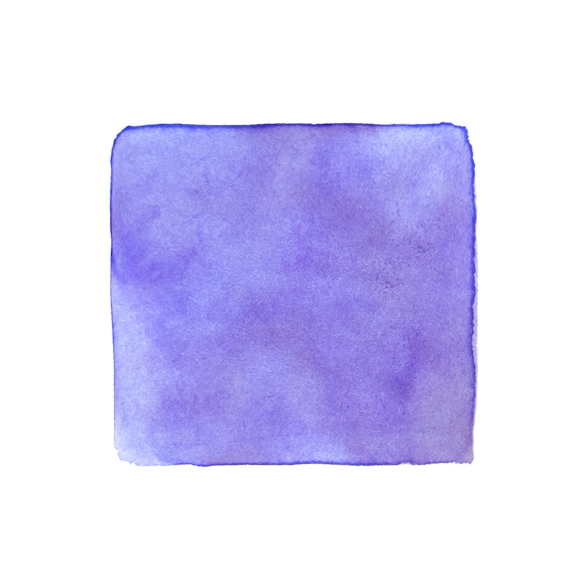 Tono & Lims Hana はな fountain pen ink, 30ml, shown in a blue-purple watercolor swatch with softly irregular edges, highlighting its dye-based, vibrant blend.