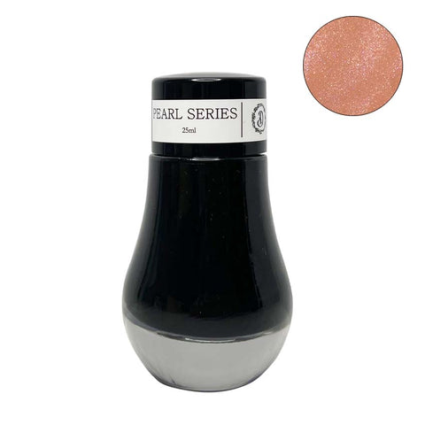 Dominant Industry The Harbor of Dieppe (Shimmer) fountain pen ink, 25ml bottle, featuring a warm peachy-pink, pearlescent formula from the Pearl Series.