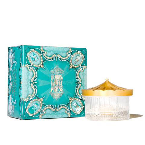 Ferris Wheel Press The Carousel Inkwell, a vintage-inspired glass vessel with a gold lid, designed to elegantly mix fountain pen ink.
