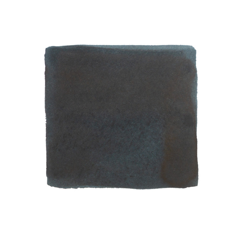 Shikiori Kasasagi - 20ml dye-based fountain pen ink by Sailor, featuring a dark, fuzzy sample swatch on a white background, ideal for Japanese stationery enthusiasts.