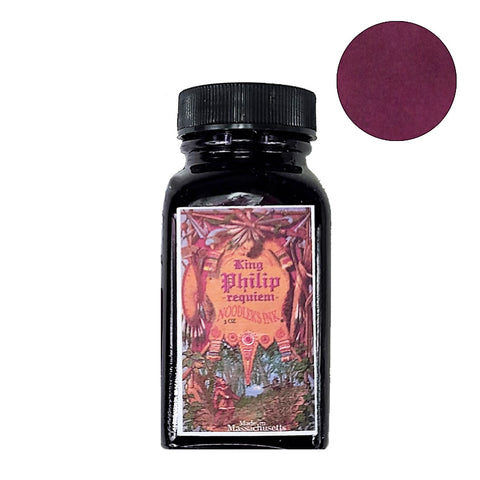 Noodler's Ink King Philip Requiem fountain pen ink, 88ml bottle, archival and permanent, deep burgundy shade, ideal for various writing needs.