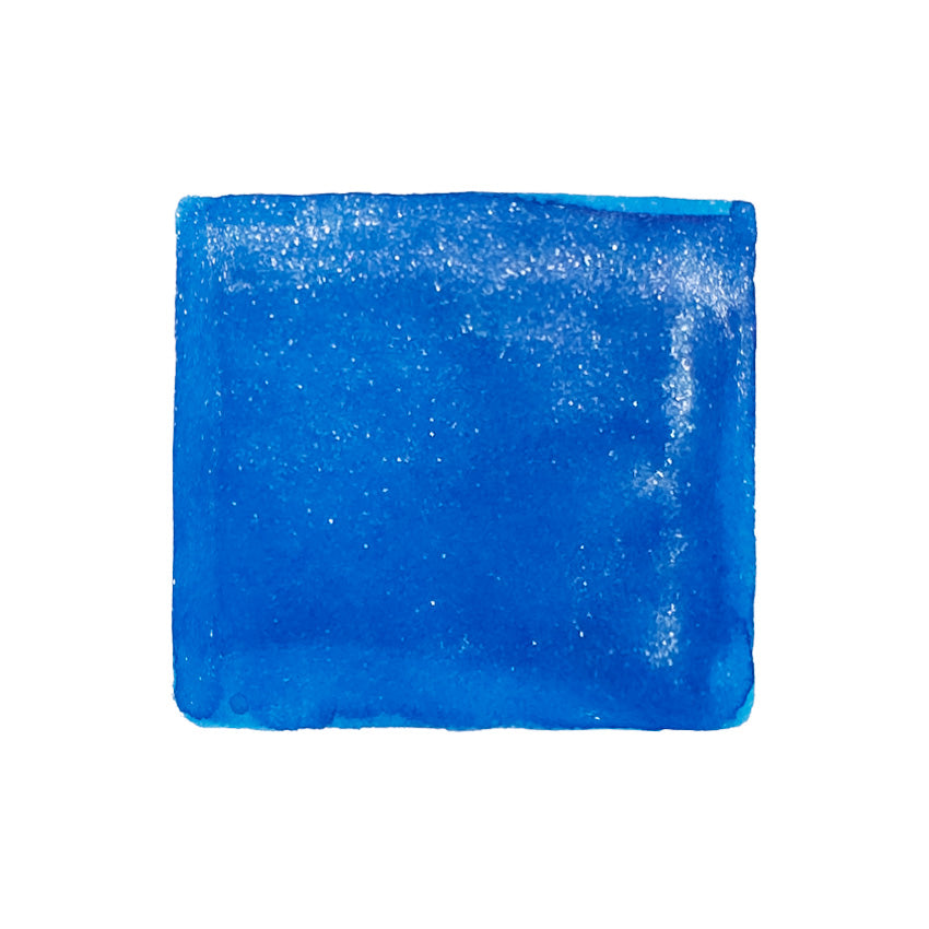 Jacques Herbin Kyanite du Nepal, 50ml fountain pen ink, shimmering blue pigment block on white background, from the 1798 Collection.