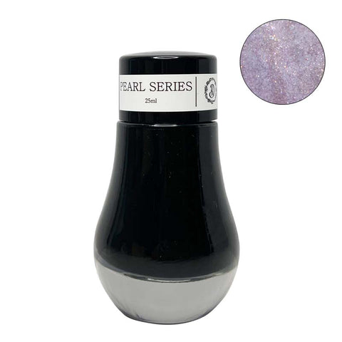 Les Nymphéas : Matin (Shimmer) - 25ml jar of Dominant Industry's Pearl Series, a shimmering, oil-based fountain pen ink with a pale lavender iridescence.