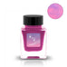 LUC Tasokare 2ml Ink Sample: Square glass bottle with vivid magenta ink, black cap, Japanese label; includes circular ink swatch showing true hue.
