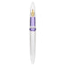 Moonman M2 Plus (Purple) - Fine fountain pen with clear barrel and gold-tone nib, showcasing a transparent design with purple grip.