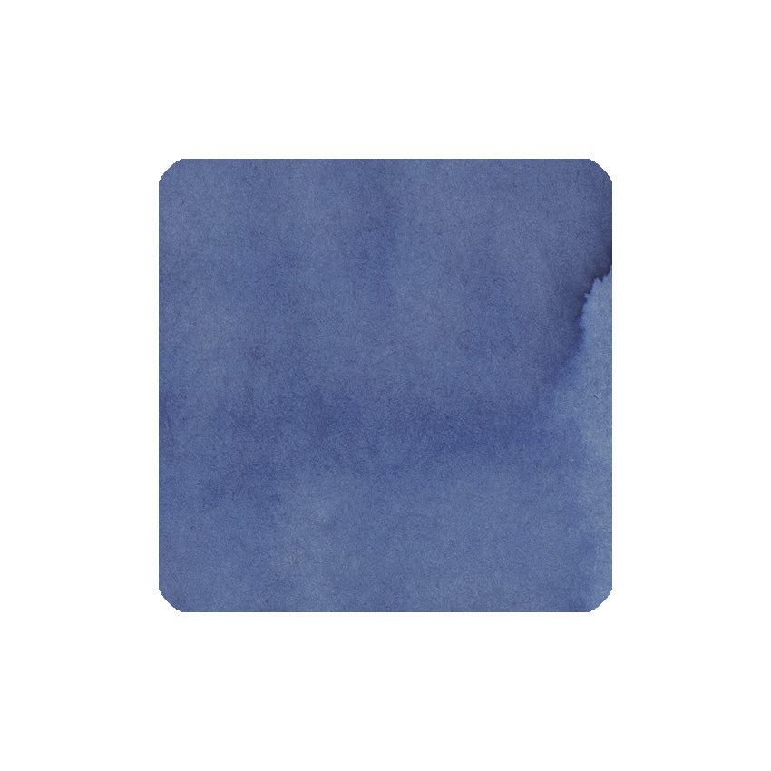 Morning Calm - 20ml bottled fountain pen ink by Fanyantan, featuring a blue watercolor swatch with varied tones, offering depth and character for creative writing and art.