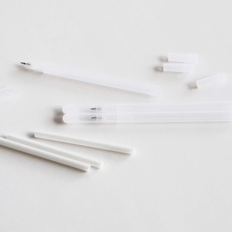 DIY Pens 0.3mm/EF (Set of 3) by Teranishi Chemical Industry, featuring disassembled translucent pen parts and ink refills for easy at-home assembly with fountain pen ink.
