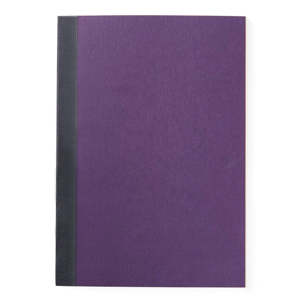 Tomoe River Notebook with Cover- A5 (Dot Grid) features a purple matte cover with black binding, ideal for bullet journaling with fountain pen-friendly paper.