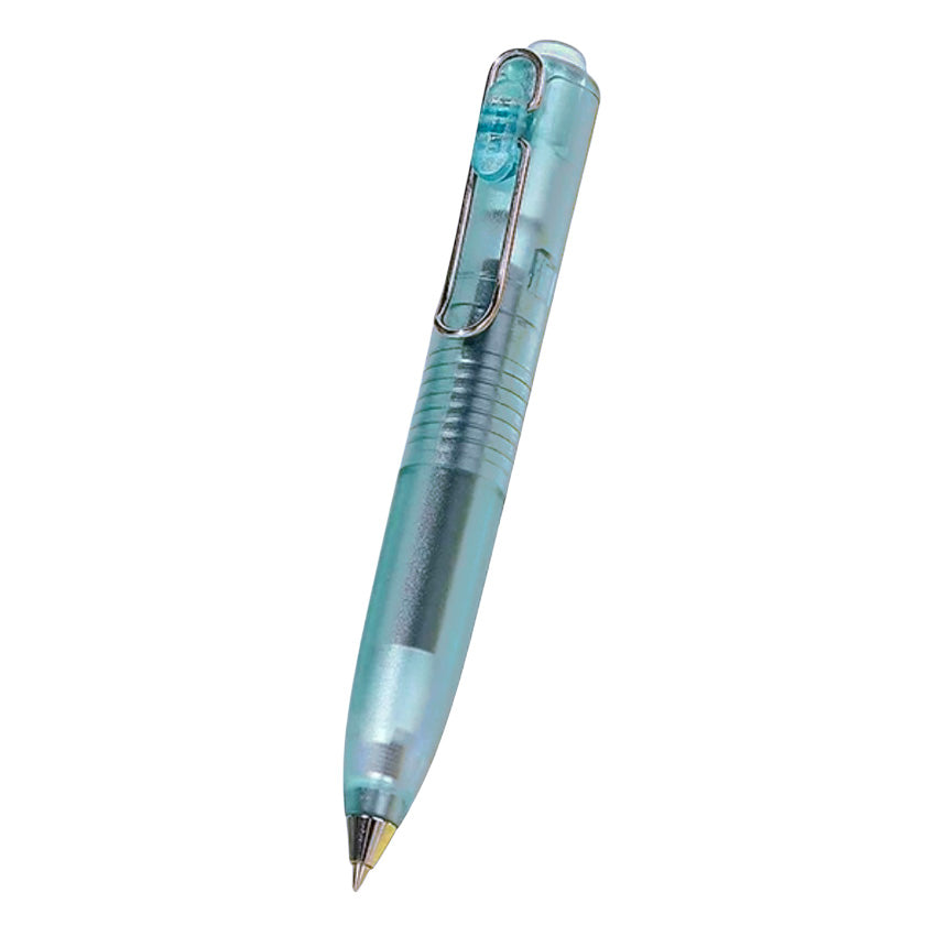 Uni-ball One P Gel Pen (Sparkling Water) - 0.5mm, translucent teal barrel with metal clip, ribbed grip, and retractable tip, ideal for smooth, stylish writing.