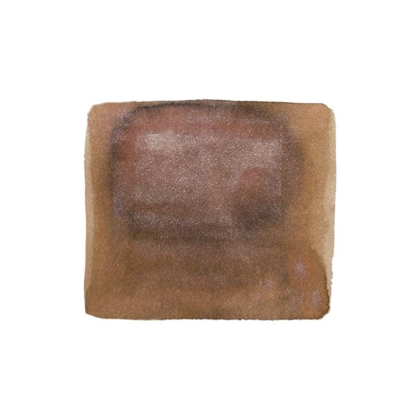 Orion Dreamy Stars (Shimmer) - 30ml by Journalize, abstract brown watercolor patch, showcasing fountain pen ink's unique texture and shimmering effect.