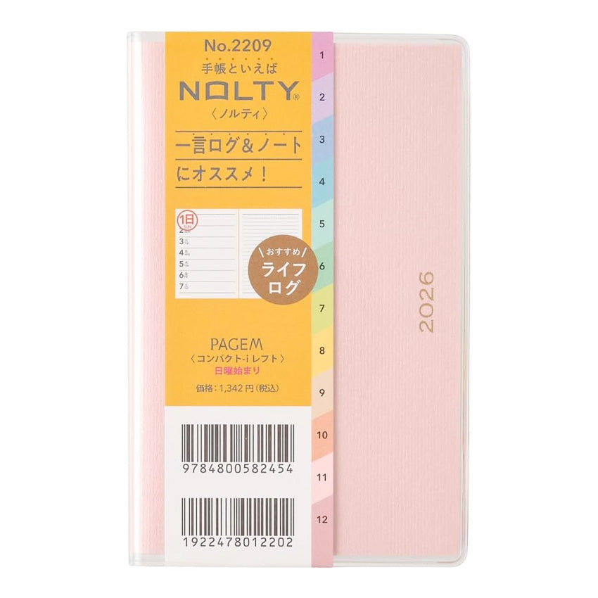 2026 PAGEM Left Weekly Horizontal Compact - A6 (Pink)